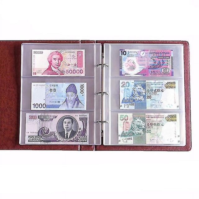 2 uds hoja de álbum bolsillos de página de álbum dinero billete nota moneda titular colección de Pvc