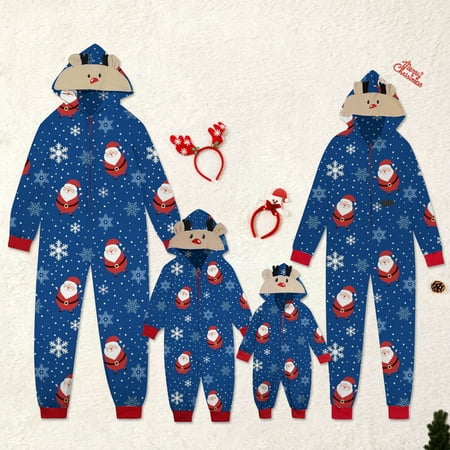 

YYDGH Matching Family Christmas Onesies Pajamas Sets Elk Antler Hooded Romper Pjs Cute Santa Claus Family Loungewear Jumpsuit Outfits