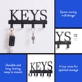 thumbnail image 6 of Mainstays 10 inch Shelf Mail and Key Wall Mount Rack Organizer with 4 Key Hooks for Leashes, Keychains, 2 lbs Capacity, Black, 1 Pack, 6 of 7