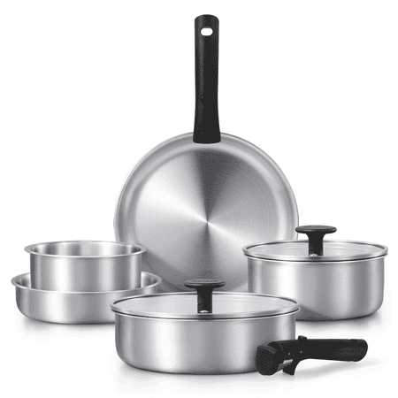 Carote Stainless Steel Pots And Pans, Cookware Set W/Detachable Handle, Oven Safe Induction Cookware