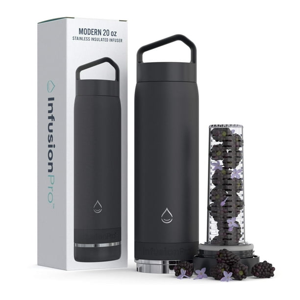 Botella De Agua Con Infusor De Frutas Infusion Pro - Aislada Al Vacío (20 Oz) Acero Inoxidable: Libro Electrónico De Recetas De Infusión De Frutas: Carga Inferior Para Más Sabor: Fácil Limpieza: Gran