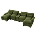 thumbnail image 3 of U-Shaped Chenille Sectional Sofa with Storage, USB Ports & Cup Holders, Deep Seat Modular Living Room Couch with Lumbar Pillows, Modern U-Shaped Design,Green, 3 of 8