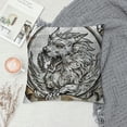 thumbnail image 2 of Vintage Throw Pillow Cushion Cover, Mythological Winged Magic Beast Griffin in Ring of Fire Victorian Heraldry Emblem, Decorative Square Accent Pillow Case,, 2 of 5