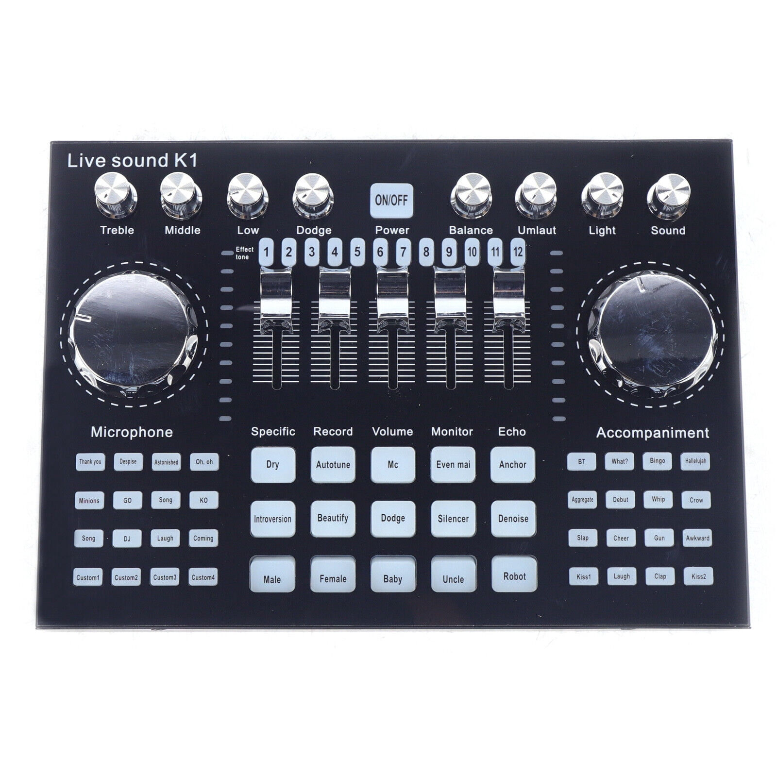 Bluetooth USB DJ Sound Mixing Console Amplifier Live Sound Card K1, Noise Reduction, Professional Audio Mixer for Performances