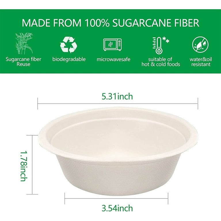 JAYEEY 23OZ Disposable bowls with lids, 2 compartment Compostable Sugarcane  Fiber Food Container, Food Storage, Microwave Safe 50 PACK