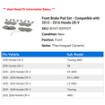 thumbnail image 2 of Front Brake Pad Set - Compatible with 2012 - 2016 Honda CR-V 2013 2014 2015, 2 of 2