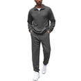 thumbnail image 3 of COOFANDY Men's Tracksuit 2 Piece Quarter Zip Sweatsuit Workout Plaid Jacquard Jogging Suit Set, 3 of 9