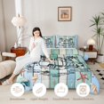 thumbnail image 3 of Castle Fairy Beach Camper Art Full Size Comforter Sets 3 Pieces for Adults, Adventure Theme Bedding Sets for Bedroom, Blue White,Grey Reversible, 3 of 6