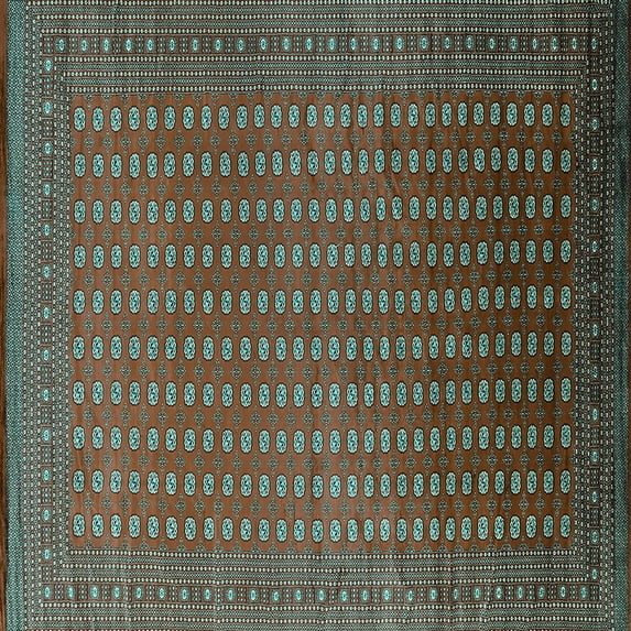 Ahgly Company Indoor Square Oriental Turquoise Blue Industrial Area Rugs, 8' Square