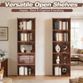 thumbnail image 4 of ZenSports 5-Shelves Narrow Bookcase Small Open Modern Bookshelf Storage Organizer Rustic Brown, 4 of 9