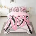 thumbnail image 2 of Manfei Greometric Stripe Lines 7-Piece Twin Bedding Sets,Modern Abstract Art Bedding Comforter Set,Pink Black Striped Sheet Sets For Gitls Teens,Breathable Home Decor Reversible, 2 of 8