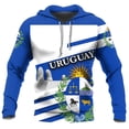thumbnail image 3 of Ropa de primavera y otoño para hombre, sudaderas con capucha holgadas de gran tamaño con estampado 3D de la bandera uruguaya y el emblema nacional uruguayo para hombre, 3 of 5
