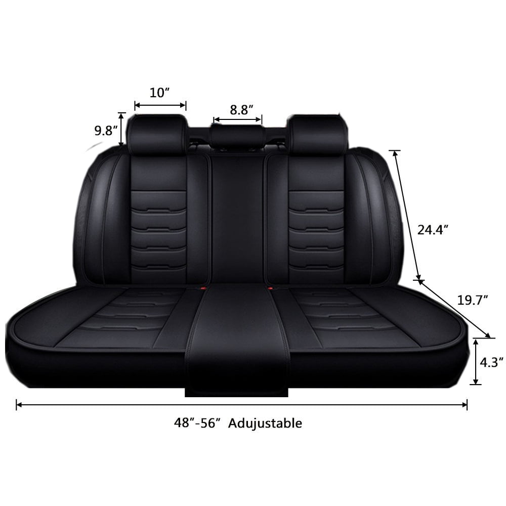 TIANLAIMEI Leather Car Seat Covers Full Set Front and Rear Bench Backrest Seat Cover Set Universal Fit for Sedan SUV Truck Black/Red Line