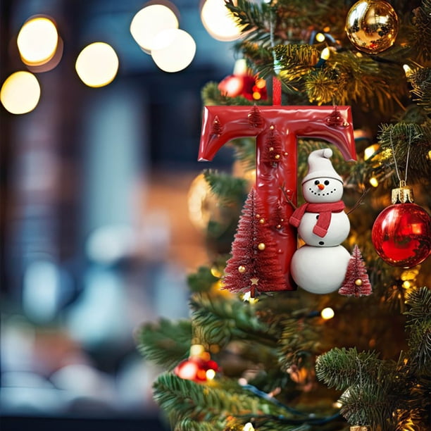 Adorno Navideño Colgante para Árbol de Navidad con 26 Letras | Adornos Navideños Acrílicos para Hacer Tú Mismo | Decoración Colgante para Árbol de Navidad - 10 Cm - 26 Unidades