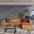 thumbnail image 2 of Sectional Sofa Set, Faux Vegan Leather, Tan, Modern Contemporary Urban Design, Living Lounge Room Hotel Lobby Hospitality, 2 of 10