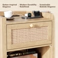 thumbnail image 5 of LGHM Nightstand Set of 2 with Charging Station, Farmhouse Bedside Tables Night Stands with Drawer, Boho Side Tables for Bedroom, Living Room, Oak, 5 of 9