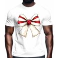 thumbnail image 2 of Camisetas para hombre con lazos navideños rojos y blancos, camisetas casuales de manga corta para hombre, camisetas gráficas para adolescentes, niños y hombres., 2 of 8