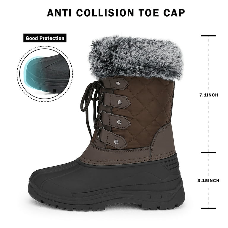 TEMOFON Womens Snow Boots Warm Faux Fur Lined Winter Mid Calf Duck