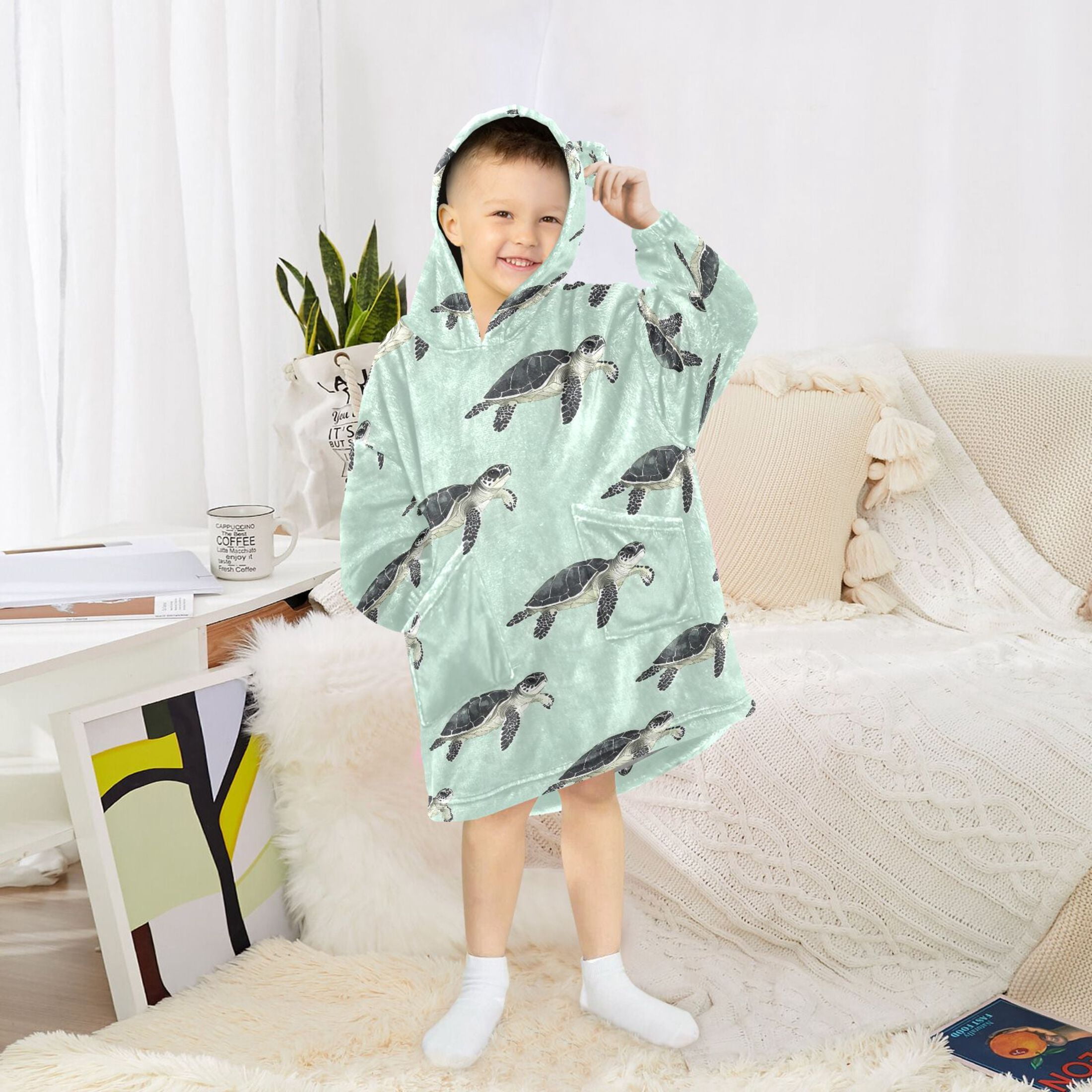 joogoo Blanket Hoodie for Turtles Oversize Sweatshirt 3-14 YR L