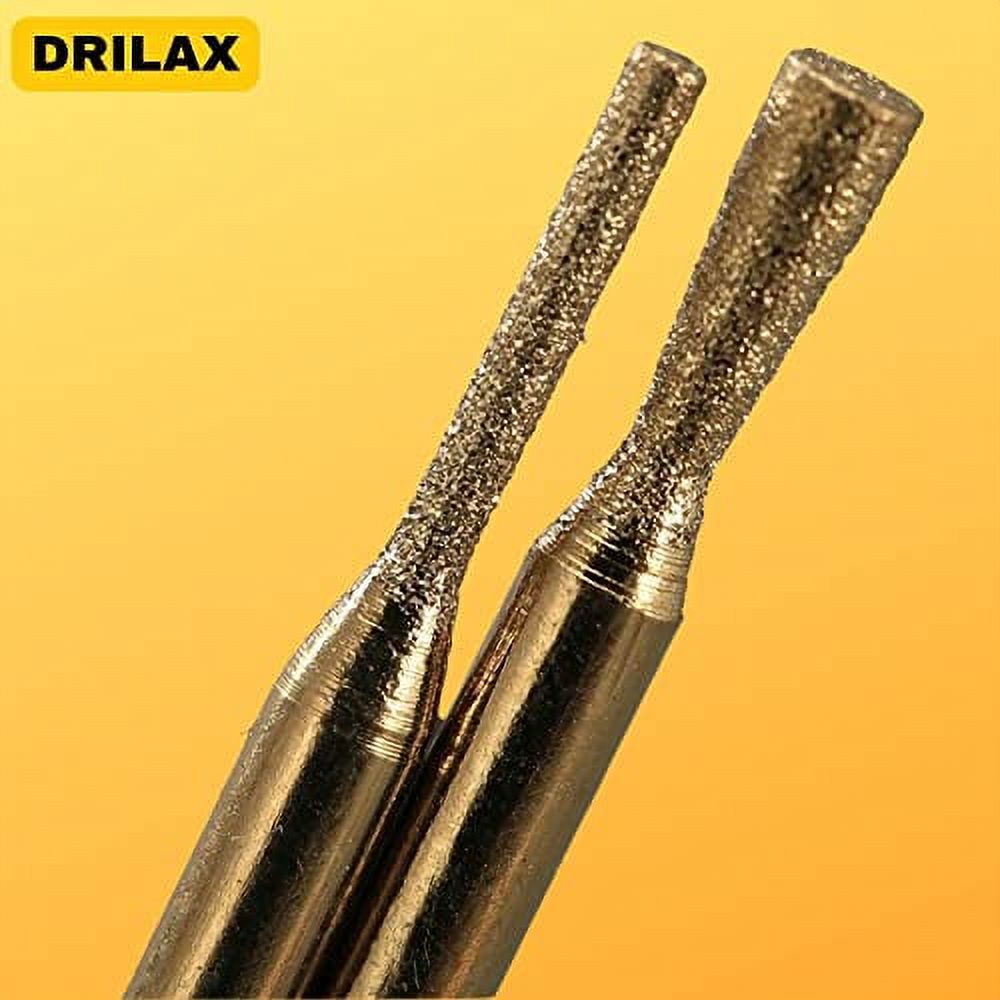 DRILAX Drill Bit Burr Set Diamond Coated Mixed Shapes Compatible with Dremel and Wen 30 Piece 1mm - 2mm - 3mm