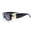 thumbnail image 5 of Womens Metal Pyramid Jewel Hinge Narrow Rectangle Retro Chic Plastic Sunglasses Black - Smoke, 5 of 6