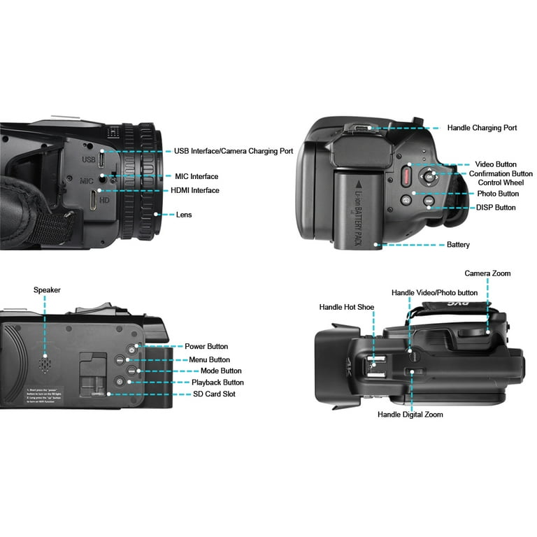 OIEXI 4K Video Camera, 18X Zoom, 64MP, Flip Screen, Microphone
