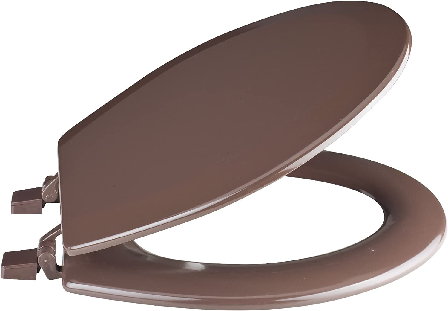 Hard Standard Wood Toilet Seat, 17 Inch Standard Round - Fits All Standard Size Fixtures - Easy to Install, Chocolate Brown (Not Slow Close)