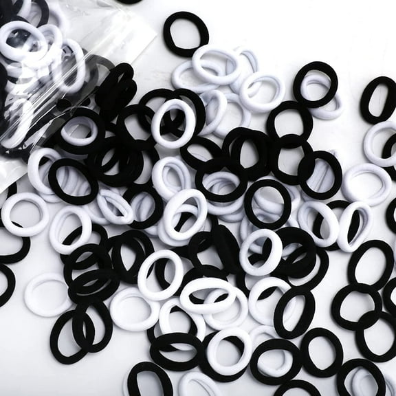 200PCS Cotton Toddler Hair Ties for Girls and Kids, Seamless Baby Hair Bands and Ties, Small Elastics Ponytail Holders,1 Inch in Diameter, Black and White by