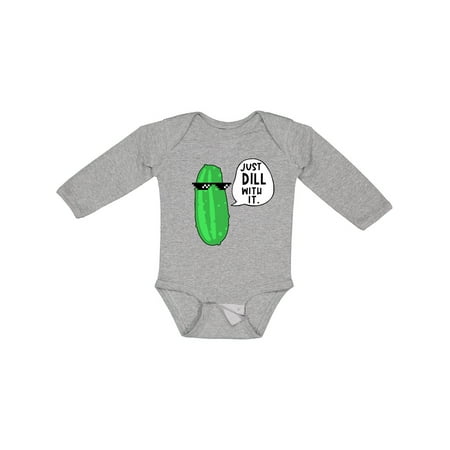

Inktastic Just Dill with It Chill Dill Pickle in Sunglasses Gift Baby Boy or Baby Girl Long Sleeve Bodysuit