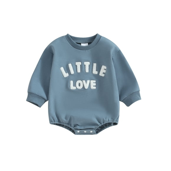 Sylvamorning Baby Boys Girls Bubble Romper Long Sleeve Embroidery Letter Onesie Bodysuit Newborn Infant Casual Jumpsuit Spring Fall Daily Clothes 3M 6M 12M 18M
