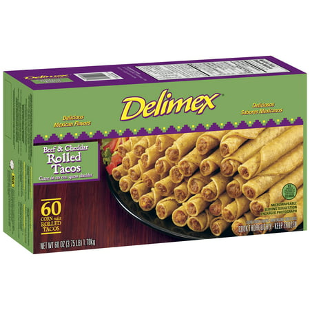 Delimex Beef & Cheddar Rolled Tacos 60 ct Box - Walmart.com