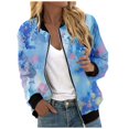 thumbnail image 1 of MKLEKYY Veste en Jean pour Femmes Veste Cardigan Décontractée à Imprimé Complet avec Fermeture Éclair Légère Mode Extérieure, 1 of 4