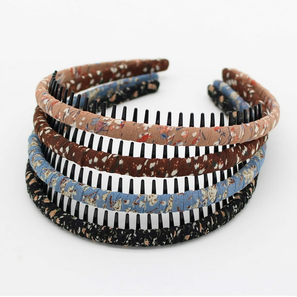 JOBAND Diademas con dientes florales a la moda, peine, accesorios para el cabello, diademas antideslizantes, aro para el cabello suave y cómodo para mujeres/niñas (4 colores)