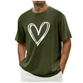 thumbnail image 1 of Tops para hombre, blusas y camisas de cuello redondo y manga corta para hombre. Camiseta/camisa informal de cuello redondo y manga corta con estampado de corazones para hombre. Tops de poliéster para, 1 of 3