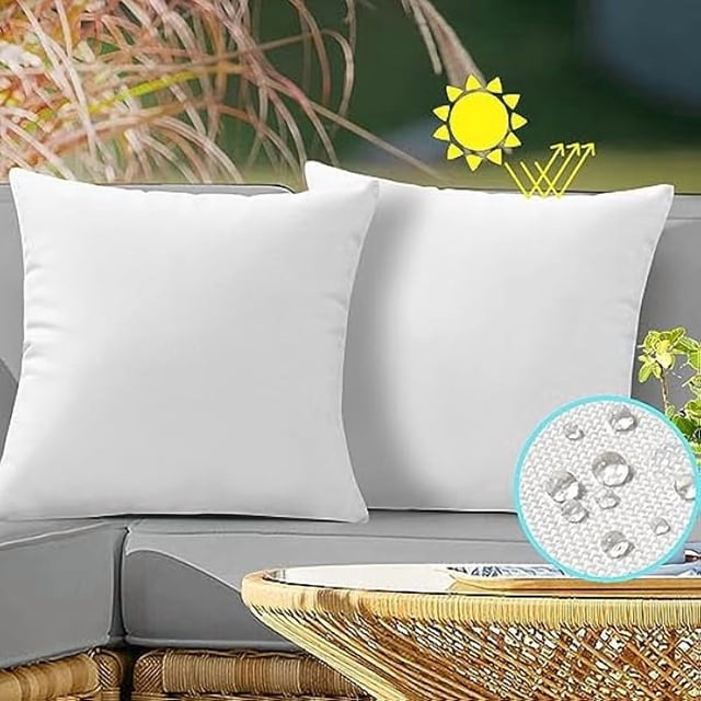 Chenchen Outdoor Waterproof Throw Pillow Covers 16X16 Set of 2 Decorative White Patio Furniture Cushion Cases Outside Decor for Couch Garden Bench Porch