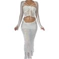 thumbnail image 1 of Camiseta Tops cortos de ganchillo con lentejuelas y falda midi, conjunto de falda ajustada a media pierna para mujer Ygjytge Blanco T M para Mujer, 1 of 9