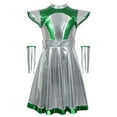 thumbnail image 5 of QQAMB Alien Costume for Girls Shiny Metallic Cap Sleeve Pleated Casual Dress Theme Party Fancy Dress, 5 of 5