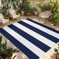 thumbnail image 2 of Outdoor Rug 3x5 ft Blue White Stripes Outdoor Large Area Rug Non Slip Rubber Simple Style Striped Front Door Mat RV Rug Camping Carpet Patio Outdoor Rugs for Backyard Balcony Deck Porch Indoor, 2 of 9