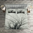 thumbnail image 2 of Ambesonne Nature Quilted Coverlet 3 Pcs, Autumn Tree in Fog Dark, Queen Size, Grey, 2 of 2