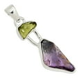 thumbnail image 1 of Cacoxenite Slice & Green Apatite 925 Sterling Silver Pendant Jewelry ALLP-6077, 1 of 1