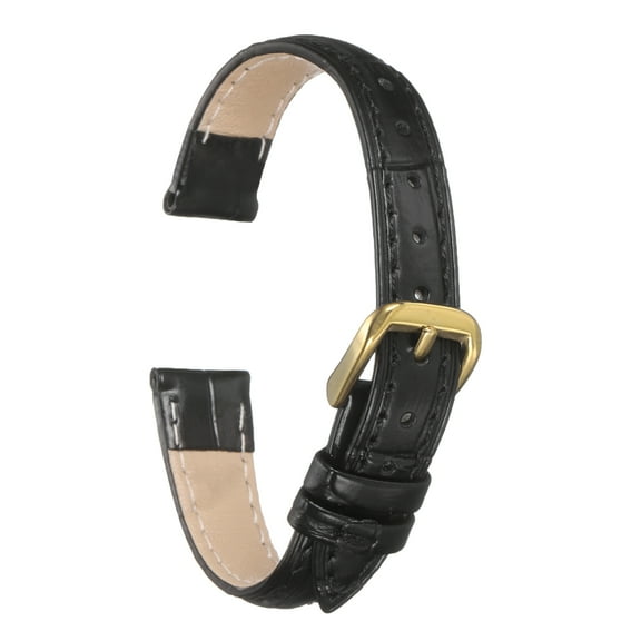 Uxcell Leather Watch Bands 12mm Classical Embossed Replacement Strap Elegant Vintage Watchband, Black Gold