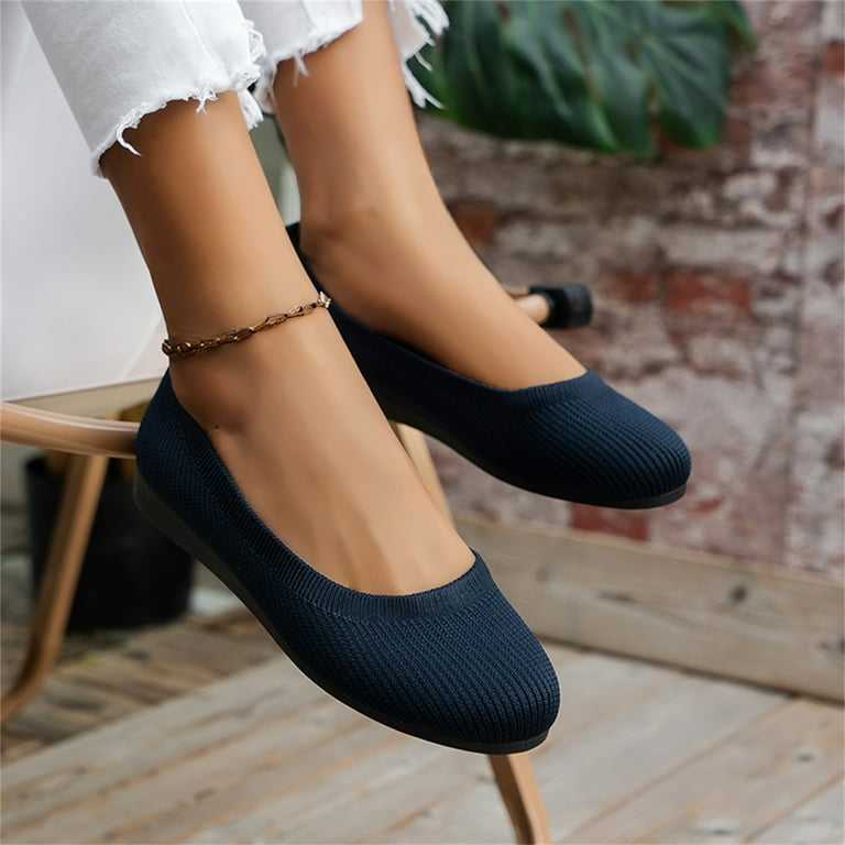 TOWED22 Flat Sandals For Women,Flats Shoes Women Pointed Toe Flats for  Women Elegant Women's Flats,Dark Blue