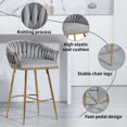 thumbnail image 4 of 26'' Counter height bar stools Set of 2,velvet kitchen island counter bar stool with hand- wave back,golden chromed base and foot rest（2PCS）, 4 of 13