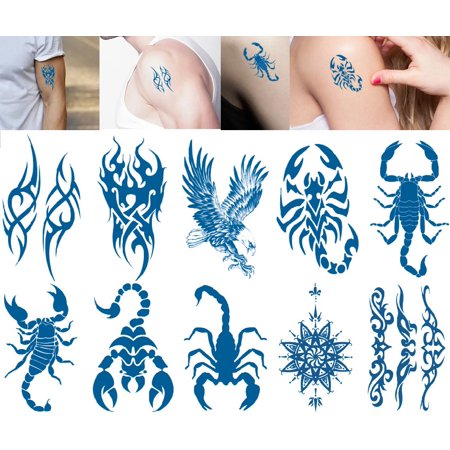 Janrevotw Herbal Juice Tattoo Scorpion Magic Scorpion Totem Eagle Bully Tattoo Semi-Permanent Tattoo Sticker