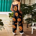 thumbnail image 4 of Womens Halloween Jumpsuits Cute Print Baggy Casual Wide Leg Romper Tie Strap Cotton Linen Pants, 4 of 7