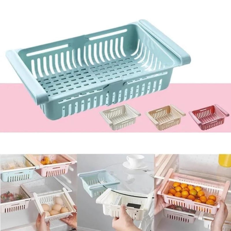 Refrigerator Drawer Organizer, Pull Out Shelf Storage Organizer for Egg, Fruit, Vegetable, Meat, Fit All Fridge Shelves Under