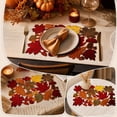 thumbnail image 4 of Xuniizn Embroidered Rectangular Fall Placemats 16.9" x 11", Maple Leaf Acorn Table Mats with Openwork Edge, Thanksgiving Harvest Place Mats for Dining Table & Seasonal Decor, 4 of 9
