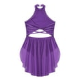 thumbnail image 3 of Rswnyirn Kids Girls Lyrical Dance Dress Sleeveless Front Cutout Backless Leotard Dress Modern Ballet Purple 14, 3 of 9