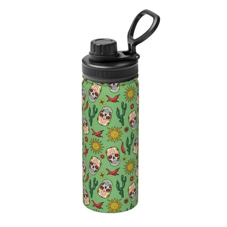 

Goofa Vintage Sugar Skull Print 18oz Sports Insulated Kettle With Straw Water Bottle Sports Water Bottle For Running Hiking Cycling Climbing Mans Womans