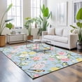 thumbnail image 3 of Large Area Rugs 6'x9', Blue Spring Floral Carpet Runner Indoor Outdoor Rugs Home Decor Aesthetic, Elegant Farmhouse Flowers Birds Watercolor Non Slip Mats Washable Accent Rug for Living Room Bedroom, 3 of 8